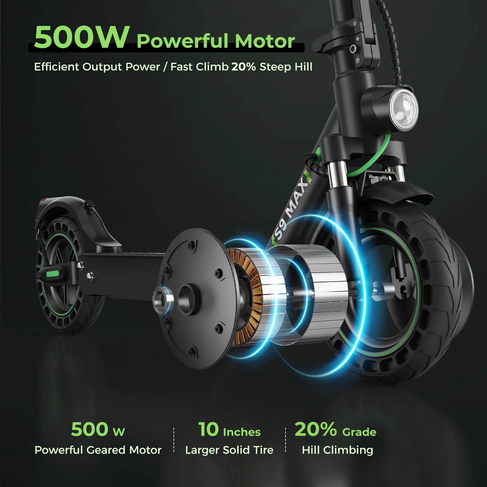 isinwheel S9Max 500W Upgraded Electric Scooter - Image 3
