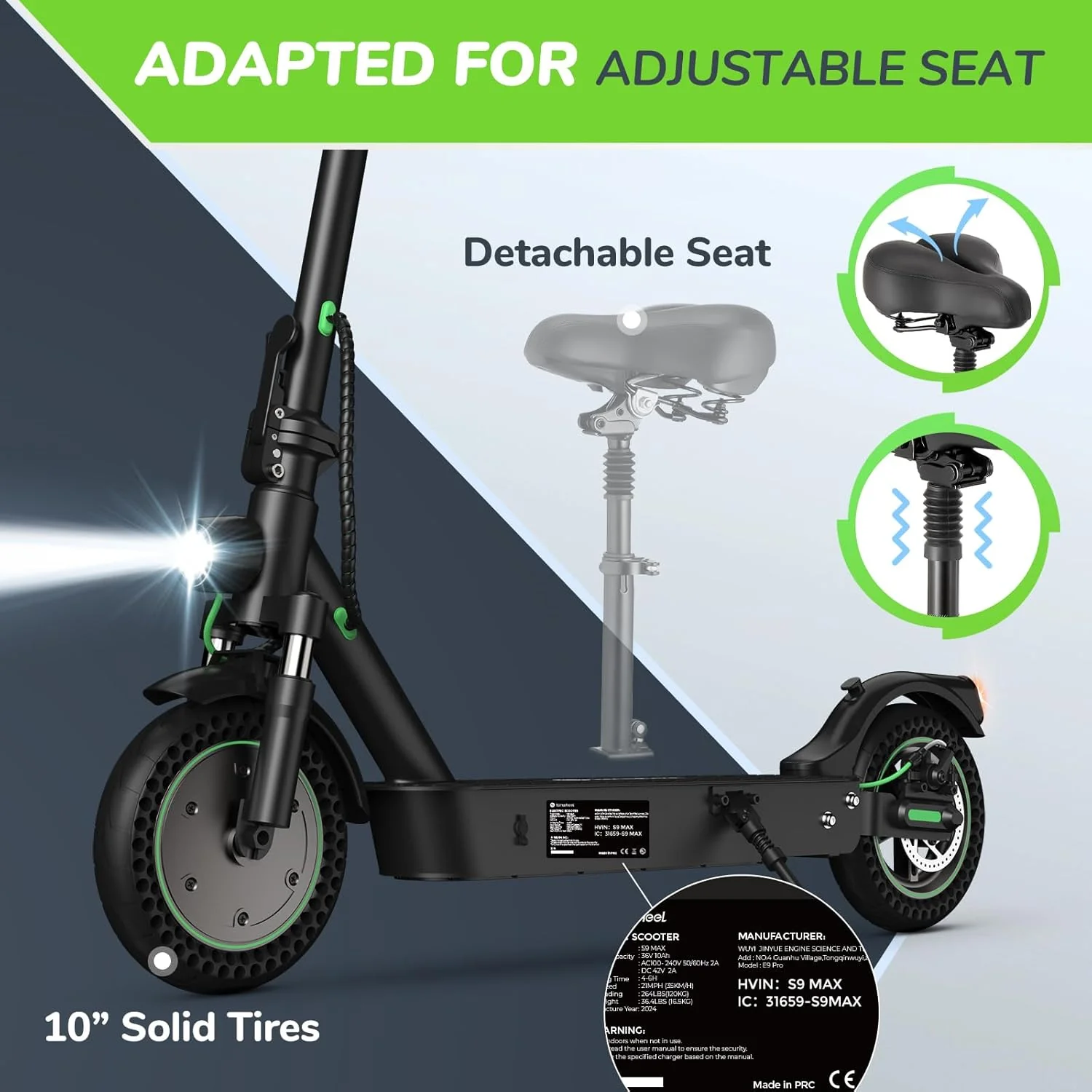 isinwheel S9Max 500W Upgraded Electric Scooter - Image 8