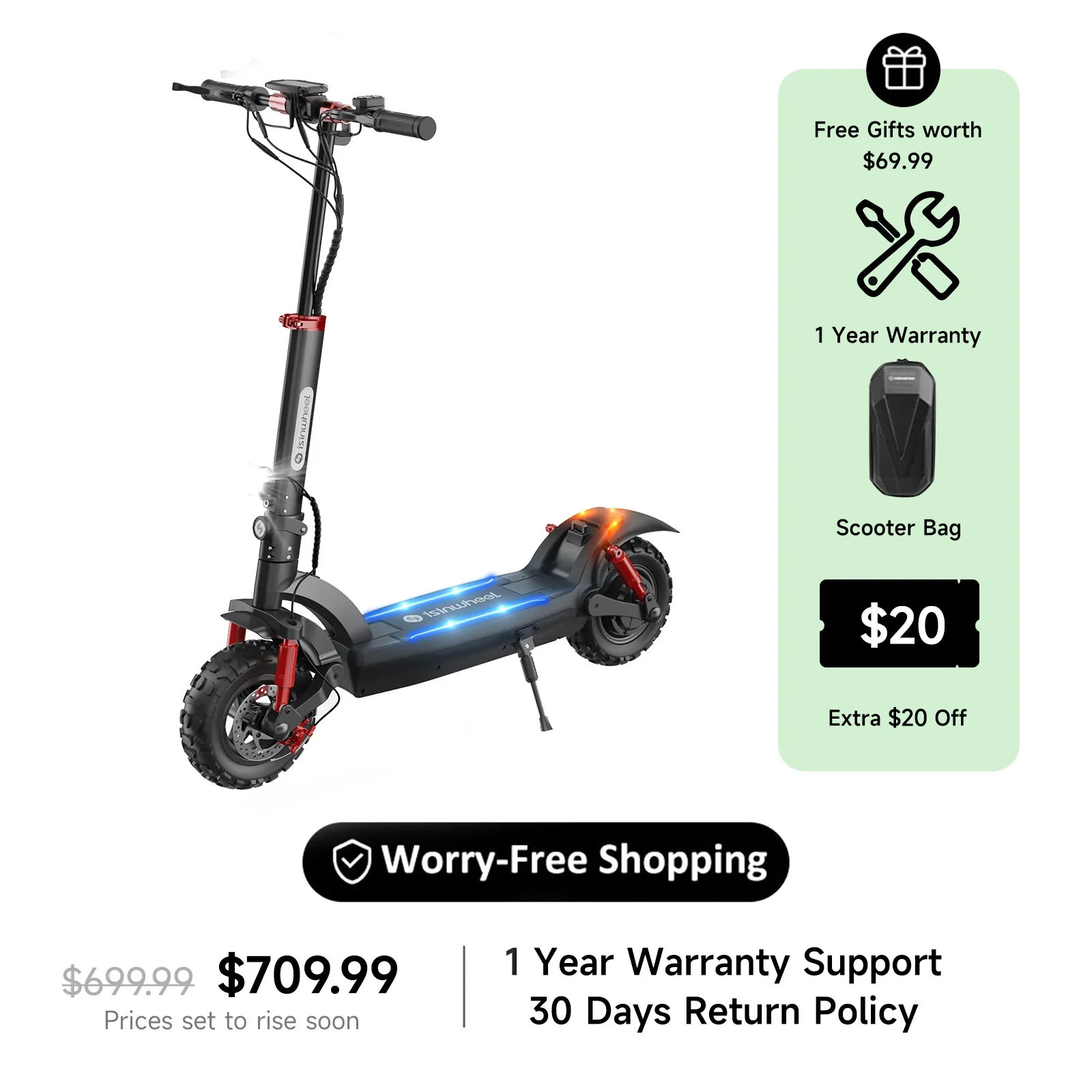 isinwheel GT2 Pneumatic Tire Off Road Electric Scooter - Image 15