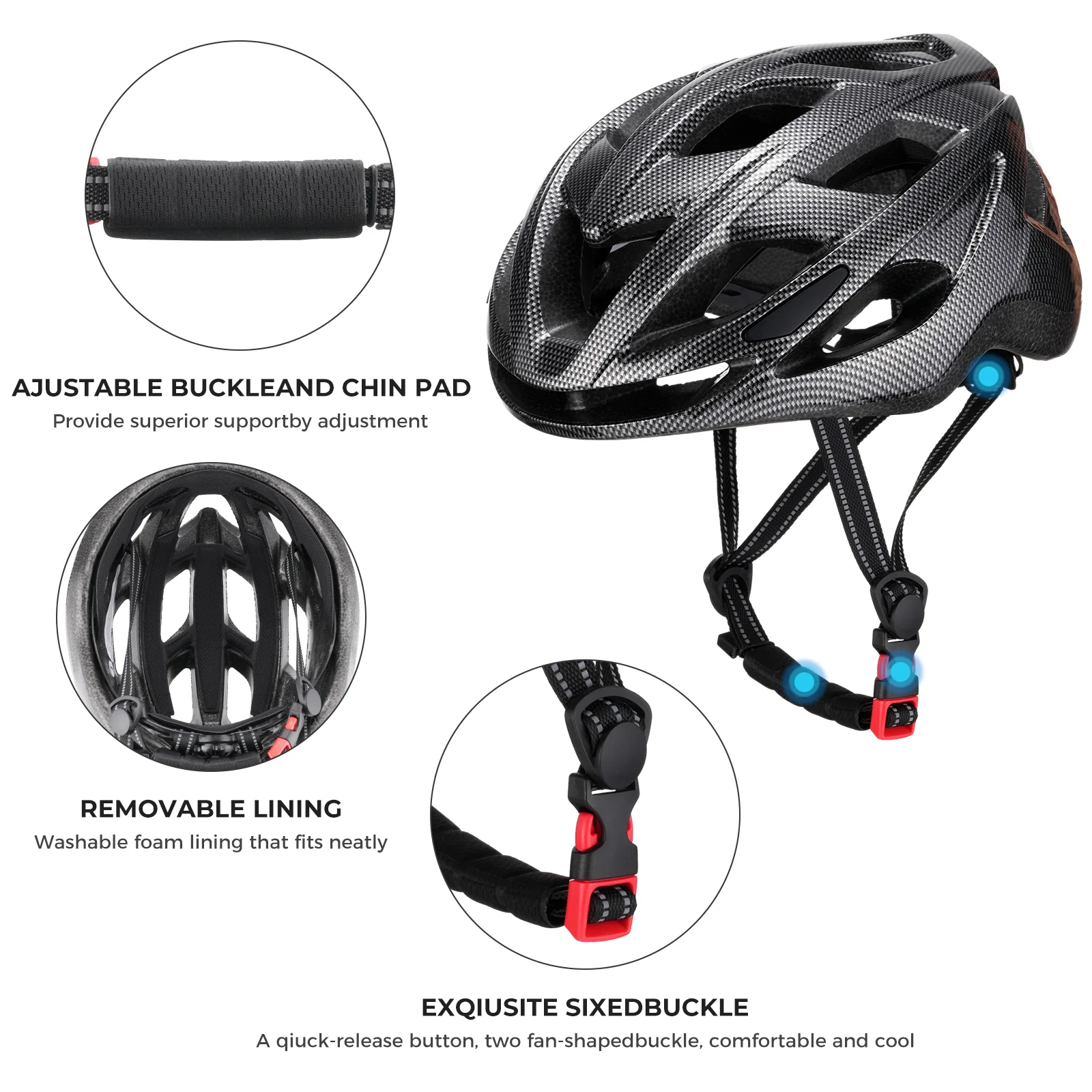 Carbon Fiber Lightweight Mountain&Road Bicycle Helmet - Image 6