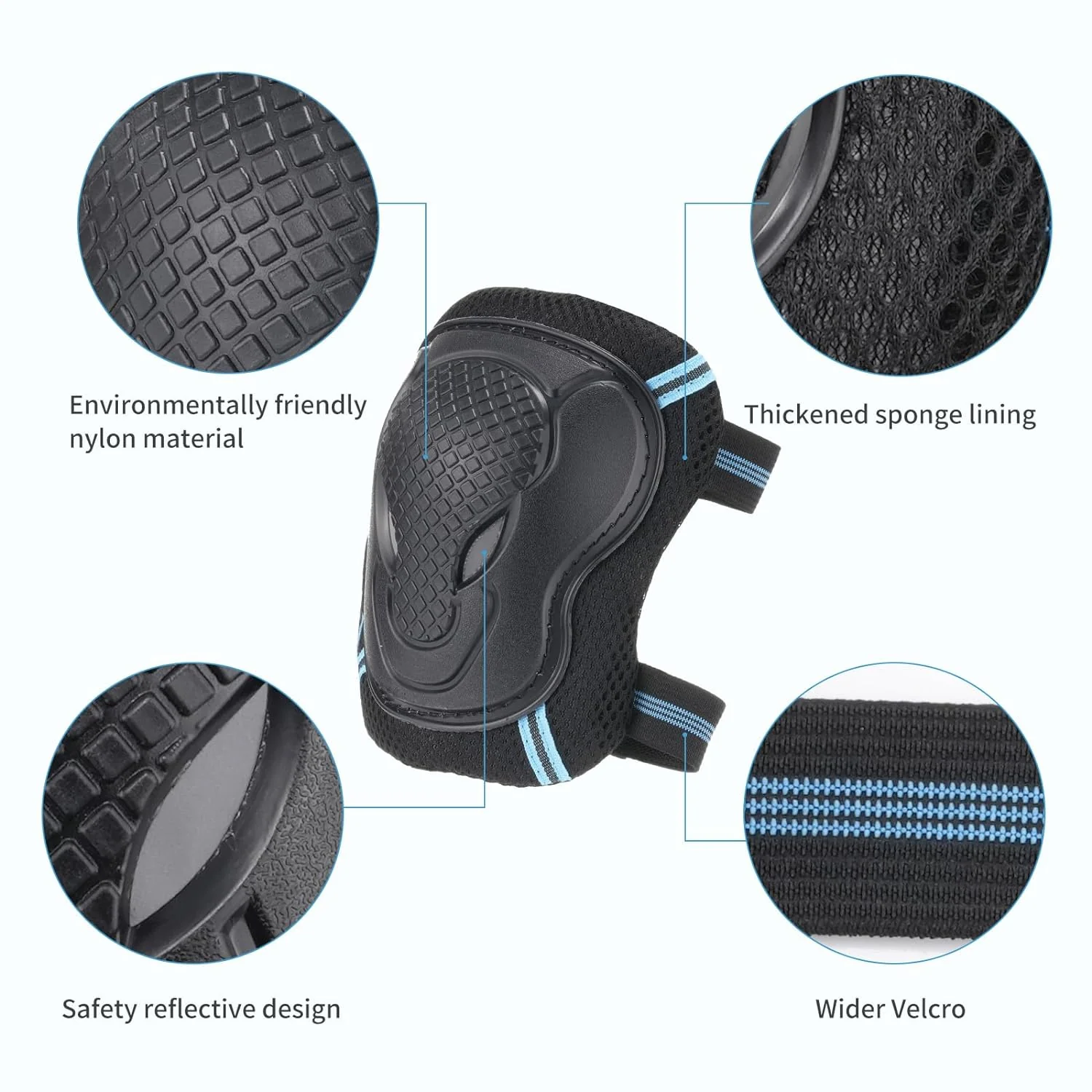 isinwheel Full Protective Gear Set 7-Pieces Pads Knee Pads Wrist Guards Multi-functional Sport Helmet - Image 3