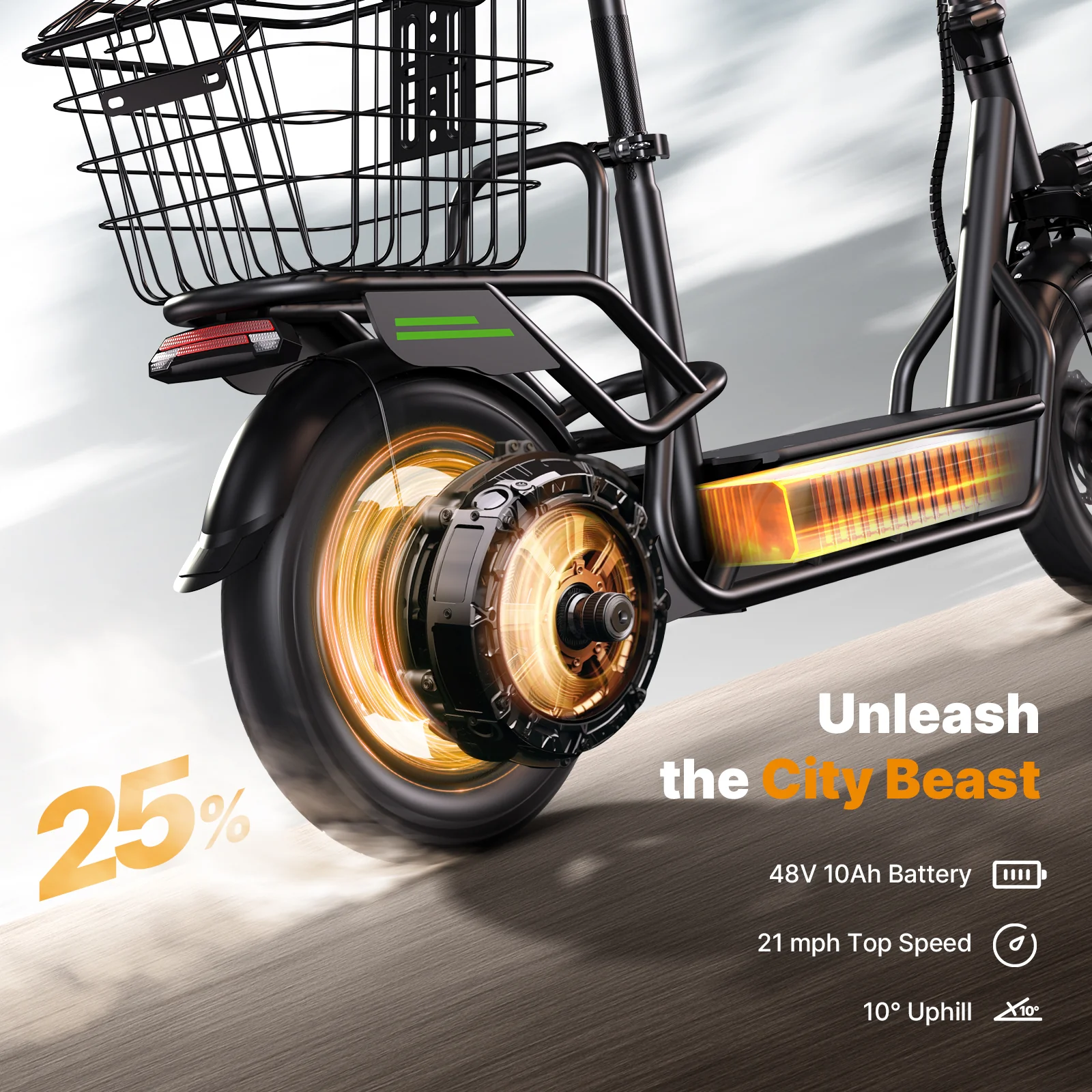 isinwheel Hyper X 700W Electric Scooter with Seat & Basket - Image 4