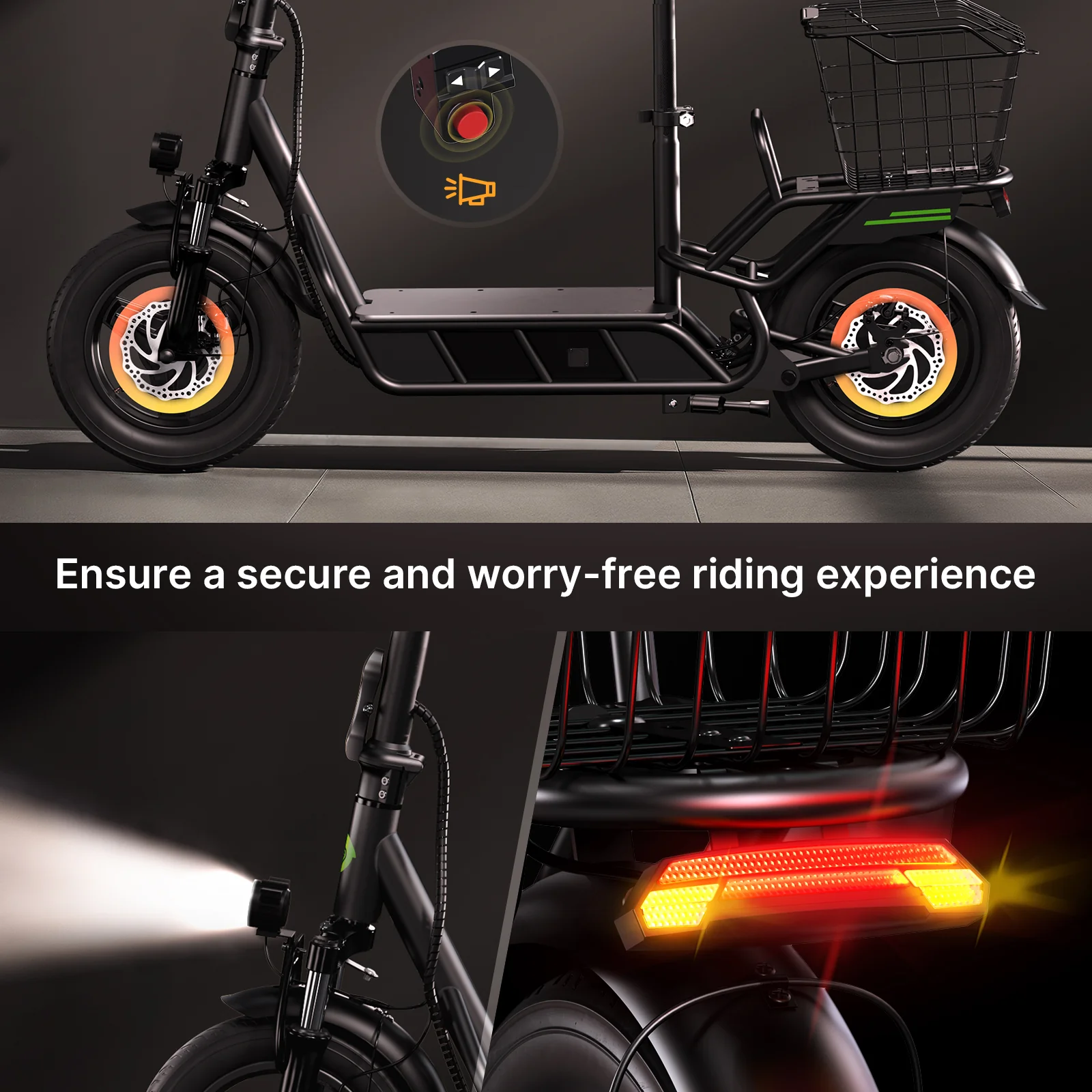isinwheel Hyper X 700W Electric Scooter with Seat & Basket - Image 5