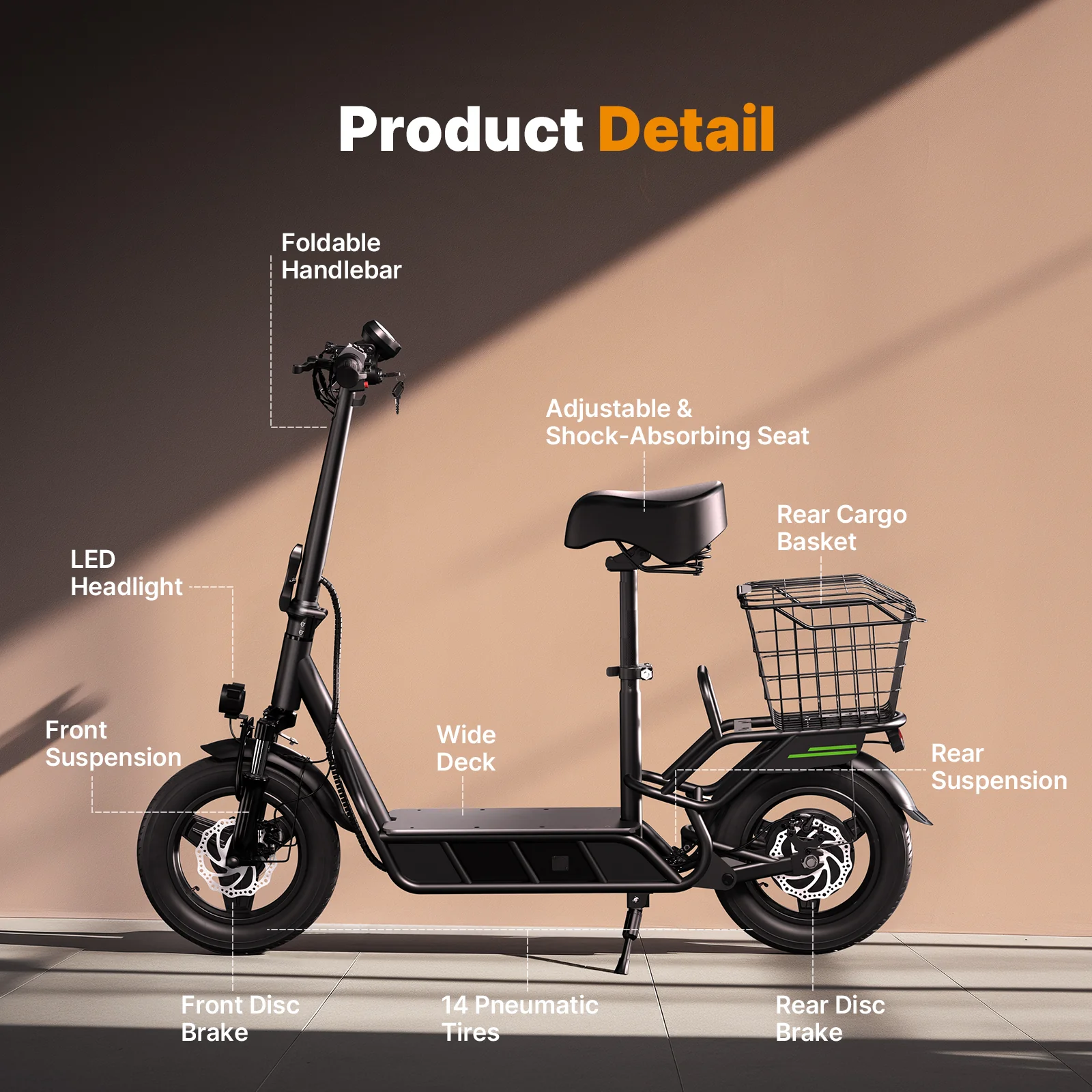 isinwheel Hyper X 700W Electric Scooter with Seat & Basket - Image 8