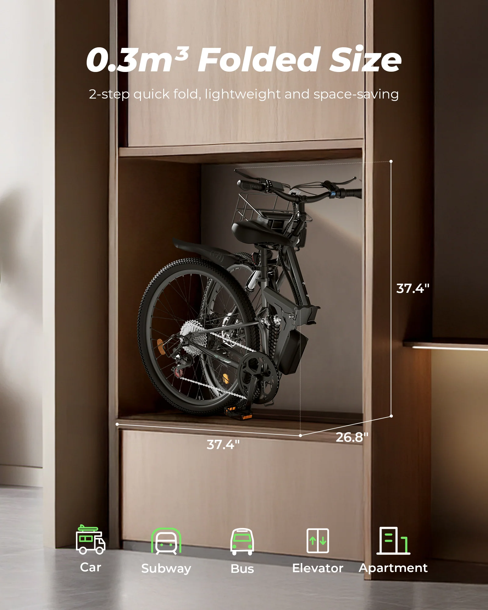 isinwheel M40 Folding Electric Bike with Basket - AU - Image 11