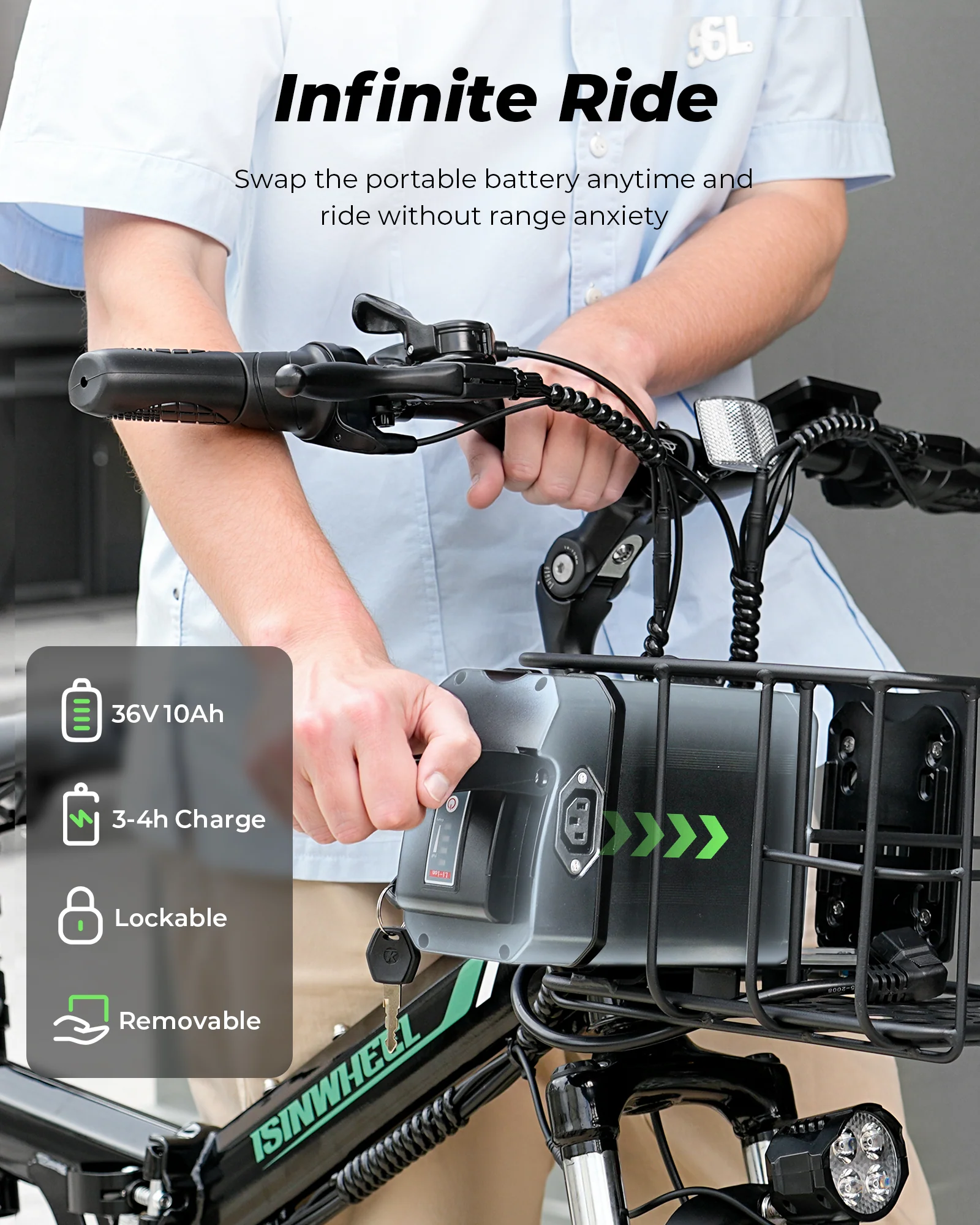 isinwheel M40 Folding Electric Bike with Basket - AU - Image 5