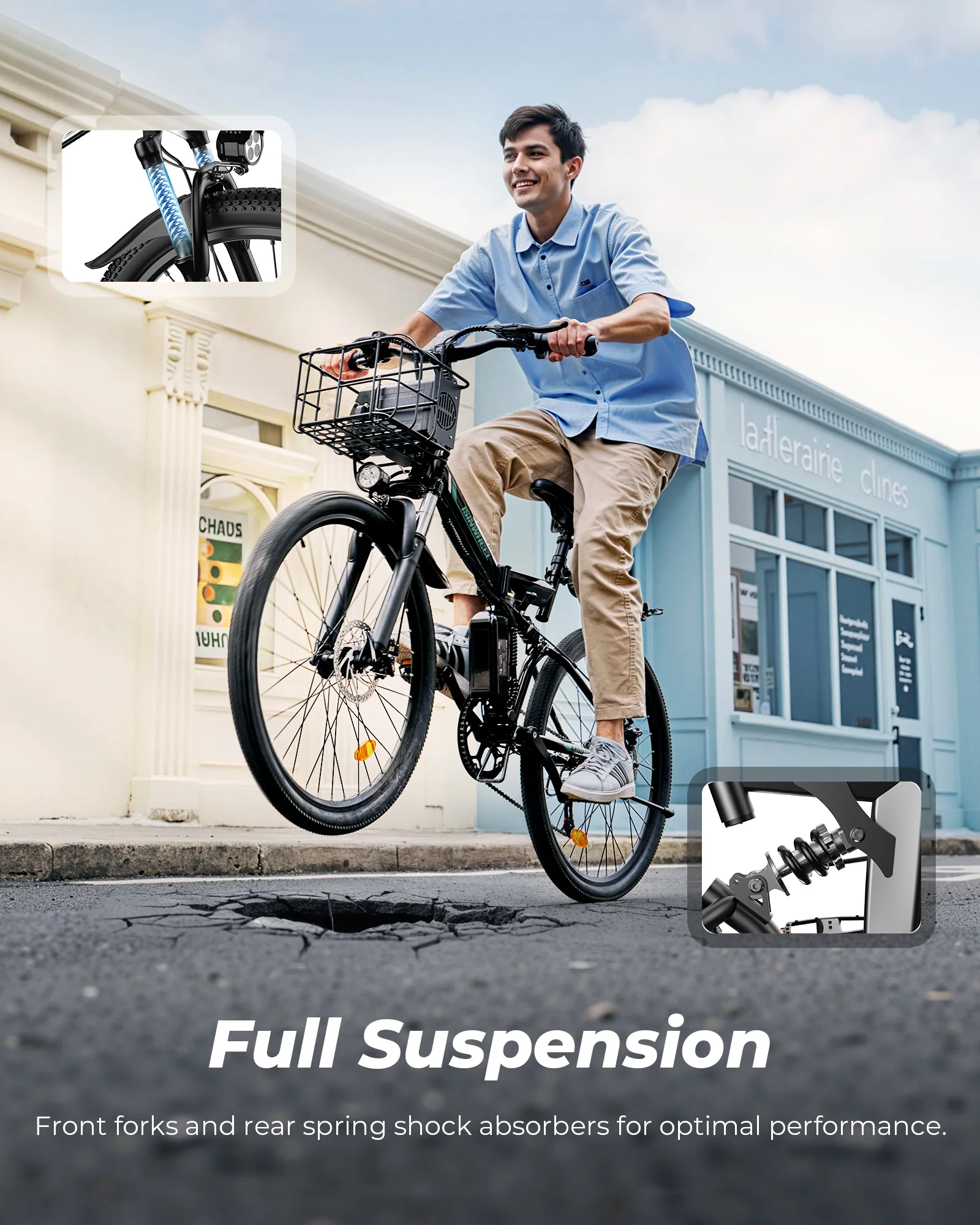 isinwheel M40 Folding Electric Bike with Basket - AU - Image 9