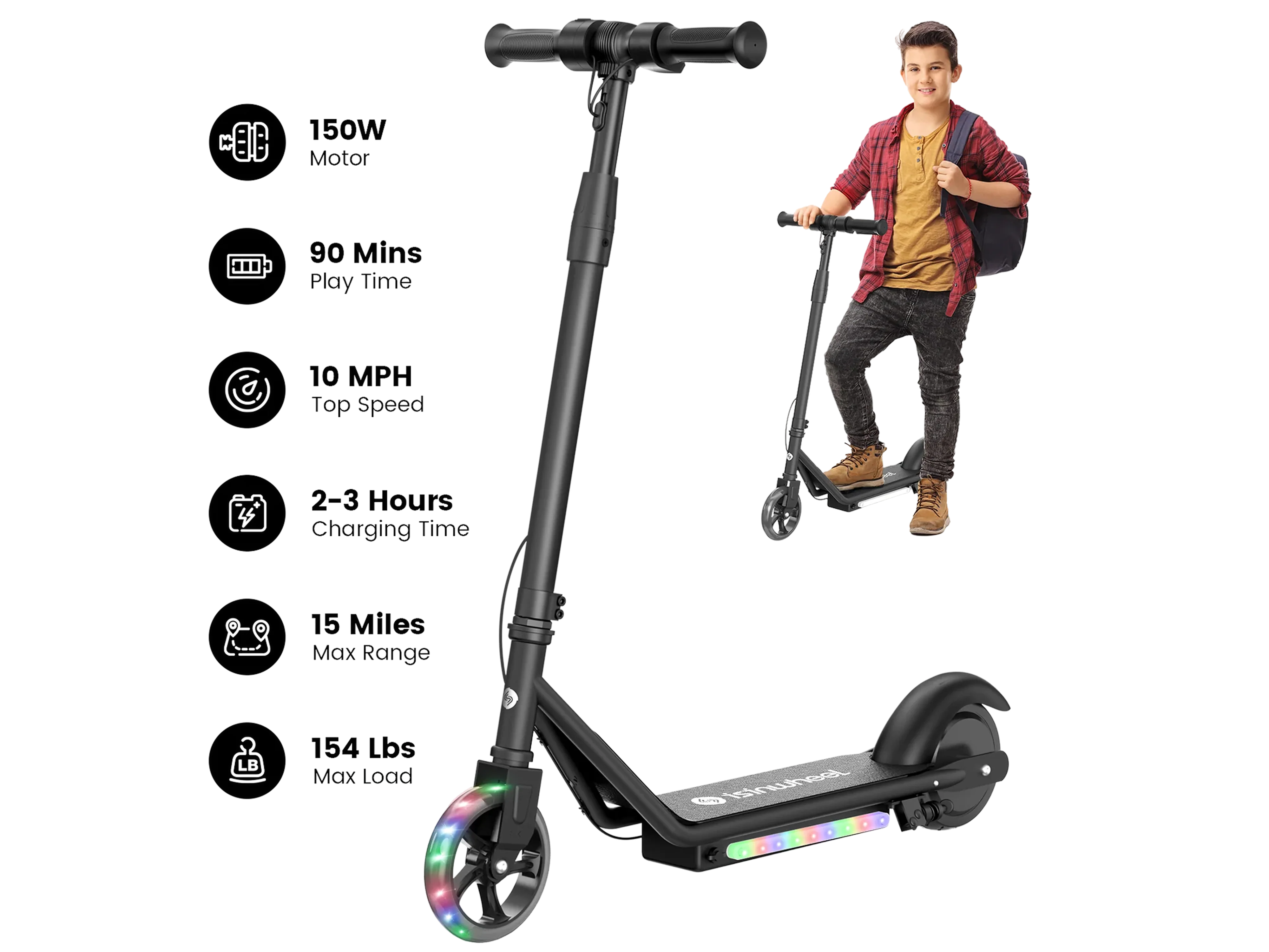 isinwheel S2 Electric Scooter for Kids Ages 6-14 - Image 9